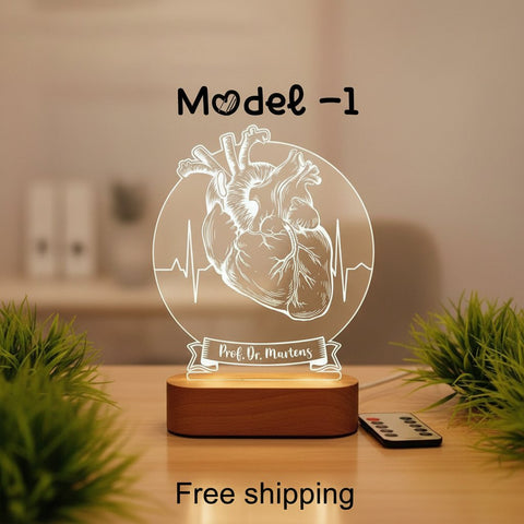 Personalized Cardiologist LED Lamp | Custom Heart Doctor Gift