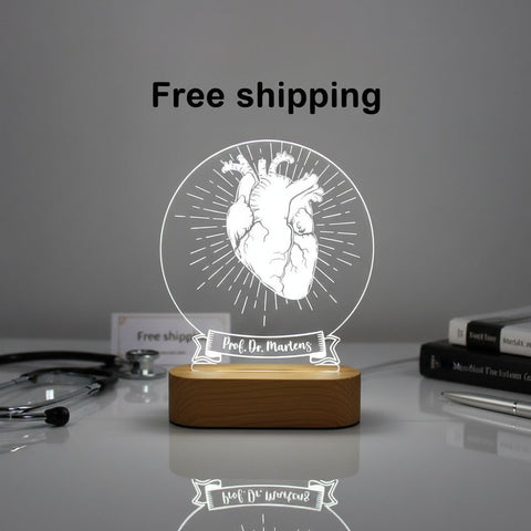 Personalized Cardiologist LED Lamp | Custom Heart Doctor Gift
