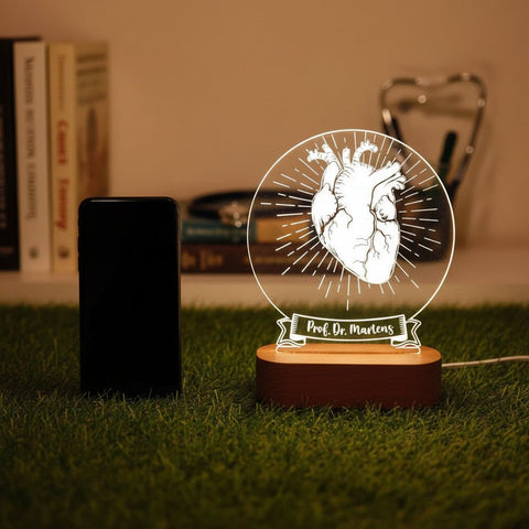 Personalized Cardiologist LED Lamp | Custom Heart Doctor Gift