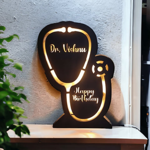 Personalized Doctor LED Stethoscope Tabletop Decor | Custom Nameplate