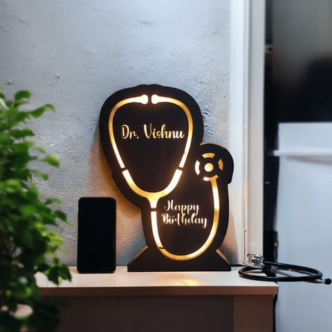 Personalized Doctor LED Stethoscope Tabletop Decor | Custom Nameplate