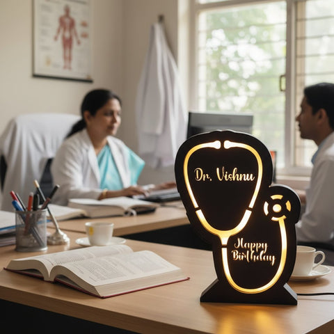 Personalized Doctor LED Stethoscope Tabletop Decor | Custom Nameplate