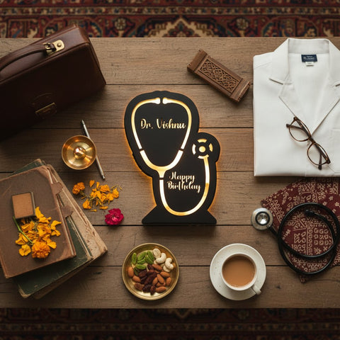 Personalized Doctor LED Stethoscope Tabletop Decor | Custom Nameplate