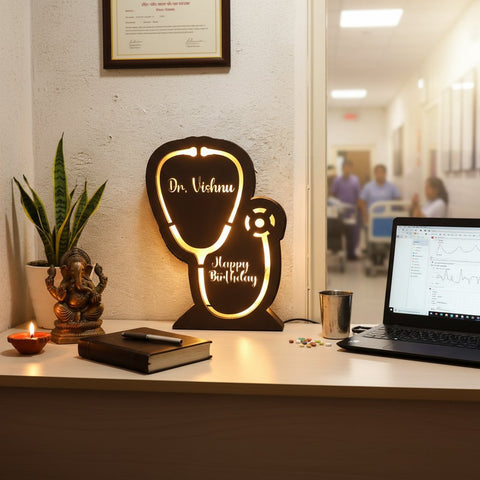 Personalized Doctor LED Stethoscope Tabletop Decor | Custom Nameplate