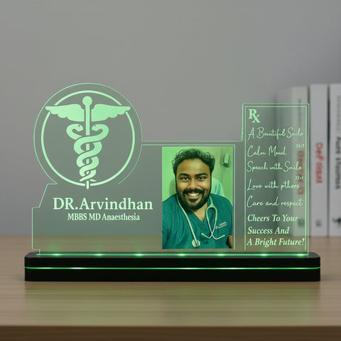 Custom Doctor LED Name Plate with Photo & Quote | Perfect Gift
