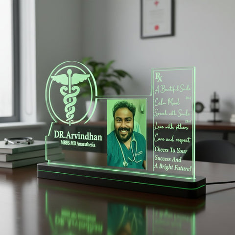 Custom Doctor LED Name Plate with Photo & Quote | Perfect Gift