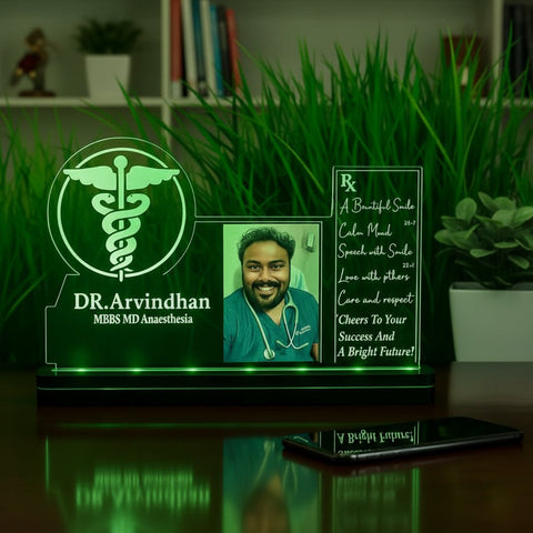 Custom Doctor LED Name Plate with Photo & Quote | Perfect Gift