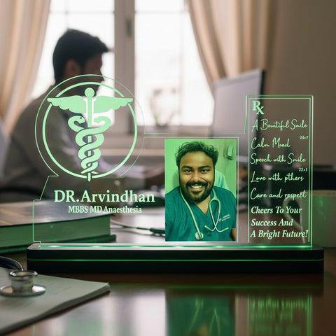 Custom Doctor LED Name Plate with Photo & Quote | Perfect Gift