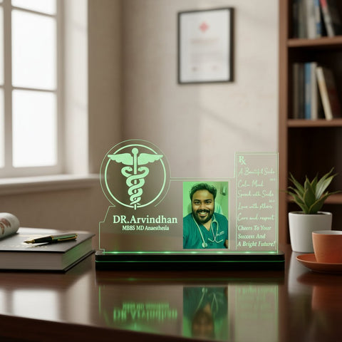 Custom Doctor LED Name Plate with Photo & Quote | Perfect Gift