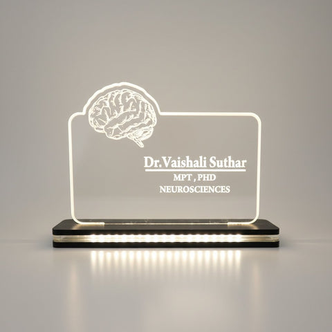 Personalized Doctor LED Table Top Name Plate | Custom Acrylic Gift