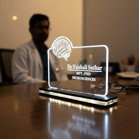 Personalized Doctor LED Table Top Name Plate | Custom Acrylic Gift