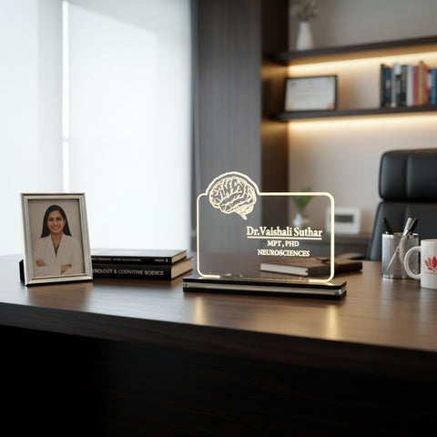 Personalized Doctor LED Table Top Name Plate | Custom Acrylic Gift