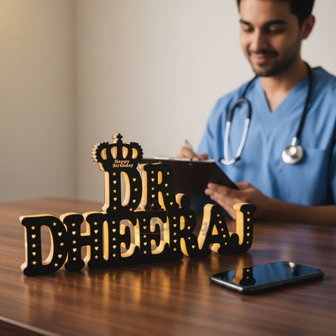 Customized LED Name Lamp | Personalized Doctor Gift | MDF & Acrylic