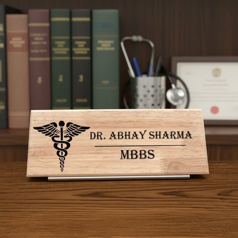 Custom Wooden Professional Name Plate for Desk & Office