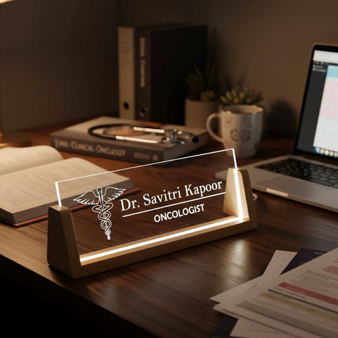 Custom LED Oncologist Desk Name Plate - Personalized Professional Gift