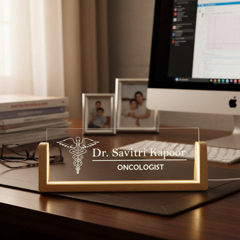 Custom LED Oncologist Desk Name Plate - Personalized Professional Gift
