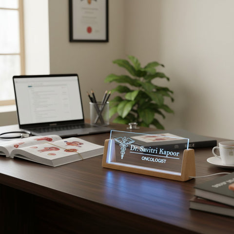 Custom LED Oncologist Desk Name Plate - Personalized Professional Gift