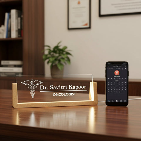 Custom LED Oncologist Desk Name Plate - Personalized Professional Gift