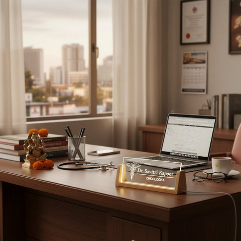 Custom LED Oncologist Desk Name Plate - Personalized Professional Gift