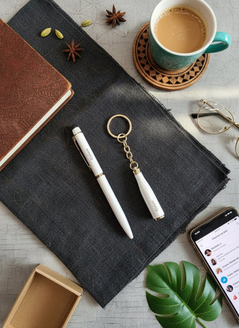 Personalized Bottle Shape Pen & Keychain Set - Custom Engraved Gift