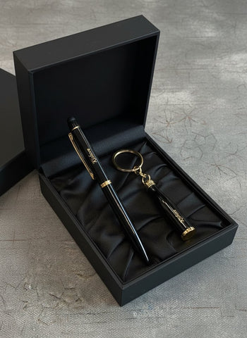 Personalized Bottle Shape Pen & Keychain Set - Custom Engraved Gift