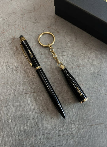 Personalized Bottle Shape Pen & Keychain Set - Custom Engraved Gift
