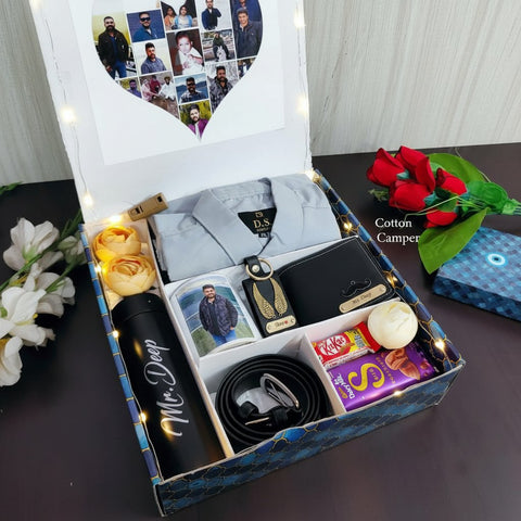 Personalized Men's Premium Gift Hamper 2.0 | Custom Shirt & Flask Box