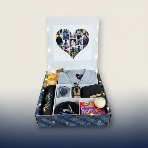 Personalized Men's Premium Gift Hamper 2.0 | Custom Shirt & Flask Box
