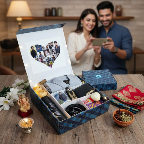 Personalized Men's Premium Gift Hamper 2.0 | Custom Shirt & Flask Box