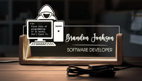 Personalized Software Developer Desk Plaque | Custom Acrylic LED
