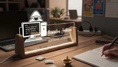 Personalized Software Developer Desk Plaque | Custom Acrylic LED
