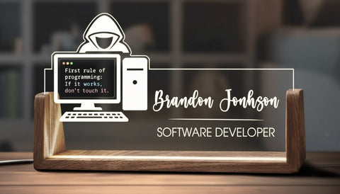 Personalized Software Developer Desk Plaque | Custom Acrylic LED