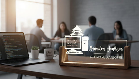 Personalized Software Developer Desk Plaque | Custom Acrylic LED