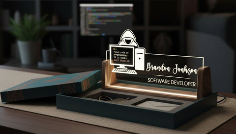 Personalized Software Developer Desk Plaque | Custom Acrylic LED