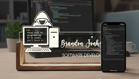 Personalized Software Developer Desk Plaque | Custom Acrylic LED