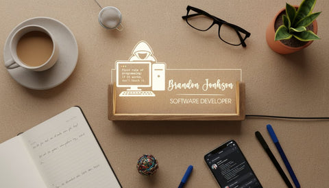 Personalized Software Developer Desk Plaque | Custom Acrylic LED