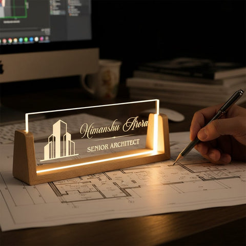 Personalized Light Up Senior Architect Desk Sign - Custom Engraved