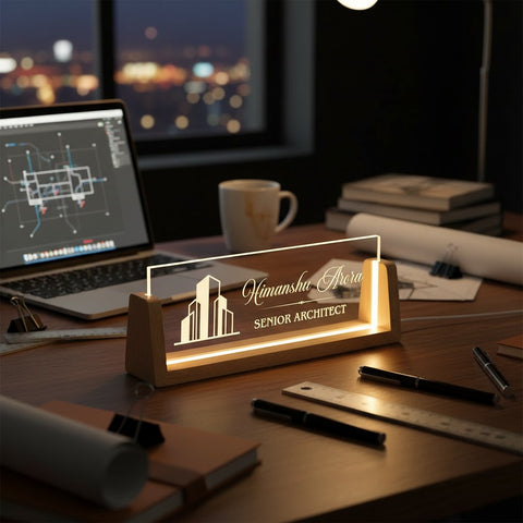 Personalized Light Up Senior Architect Desk Sign - Custom Engraved