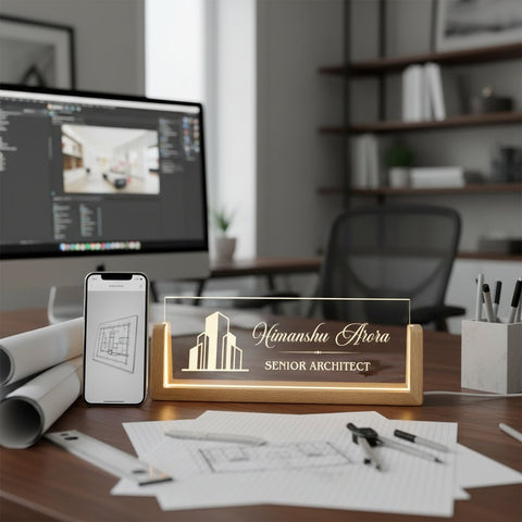 Personalized Light Up Senior Architect Desk Sign - Custom Engraved