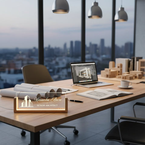 Personalized Light Up Senior Architect Desk Sign - Custom Engraved
