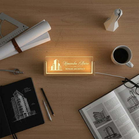 Personalized Light Up Senior Architect Desk Sign - Custom Engraved
