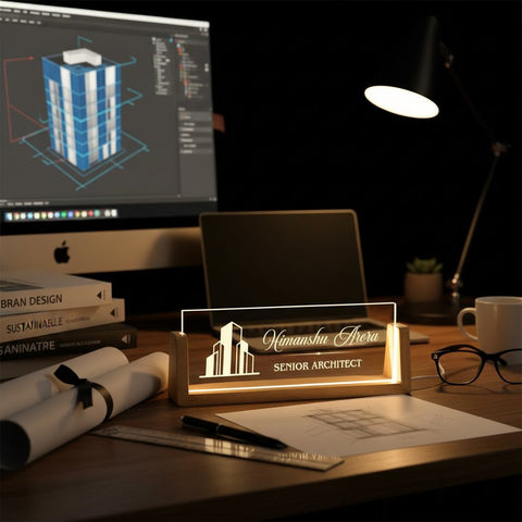 Personalized Light Up Senior Architect Desk Sign - Custom Engraved