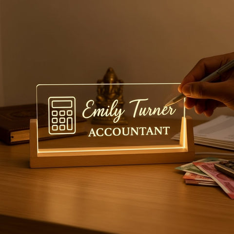 Custom LED Name Plate for Accountants – Personalized Tabletop Desk Light