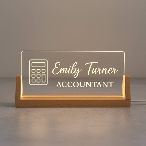 Custom LED Name Plate for Accountants – Personalized Tabletop Desk Light