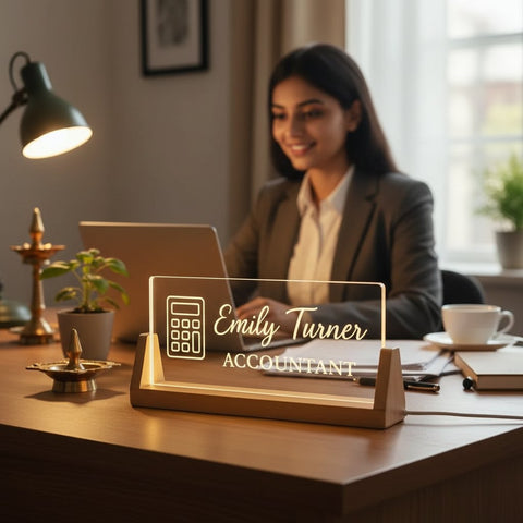 Custom LED Name Plate for Accountants – Personalized Tabletop Desk Light