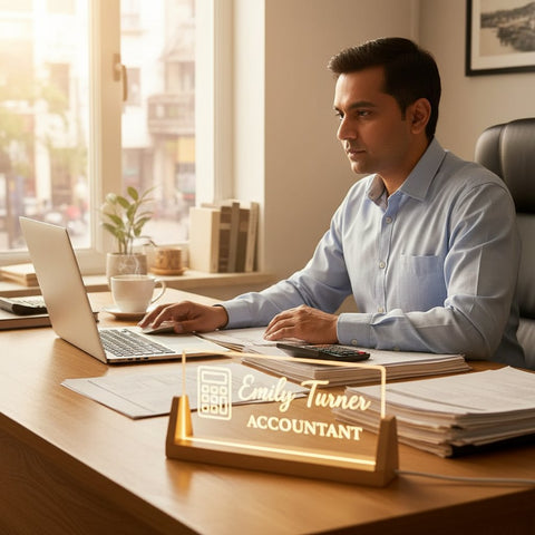 Custom LED Name Plate for Accountants – Personalized Tabletop Desk Light