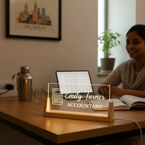 Custom LED Name Plate for Accountants – Personalized Tabletop Desk Light