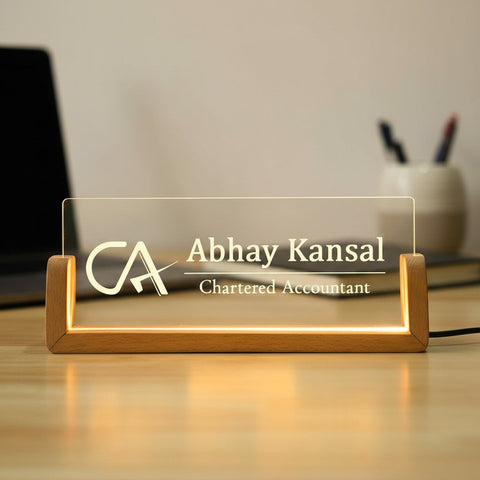 Custom LED Desk Name Plate for Charted Accountants | Personalized CA