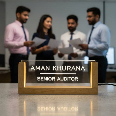 Personalized Senior Auditor LED Nameplate | Custom Acrylic Desk Sign