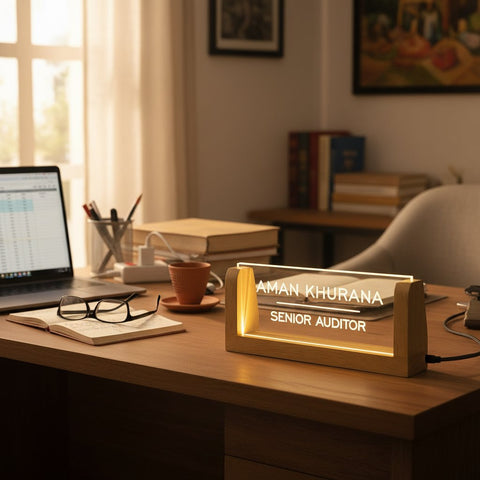 Personalized Senior Auditor LED Nameplate | Custom Acrylic Desk Sign